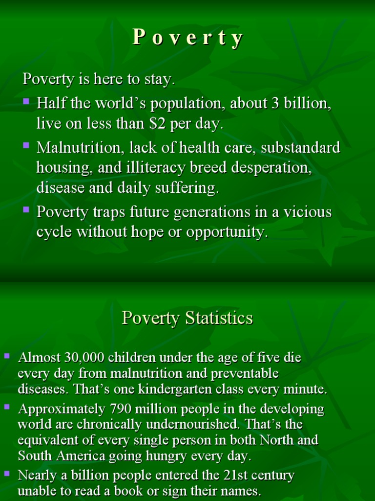 Presentation Poverty PDF Millennium Development Goals Poverty
