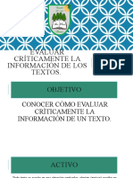 Evaluar Críticamente La Información de Los Textos