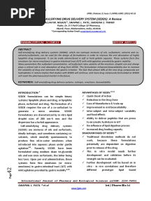 Self Emulsifying Drug Delivery System (Sedds) : A Review: Pharmaceutical Sciences Review Article