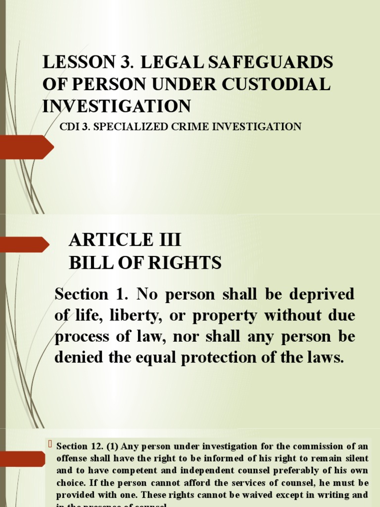 Rights During Custodial Investigation | PDF | Miranda Warning | Right ...