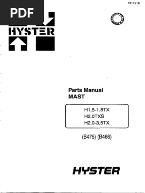Hyster Fortis Parts Manual MAST H1.5-3.5tx (b475) (b466) | PDF