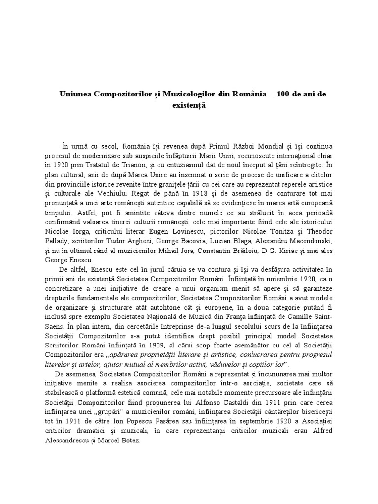 UCMR - 100 de Ani de Existenta | PDF
