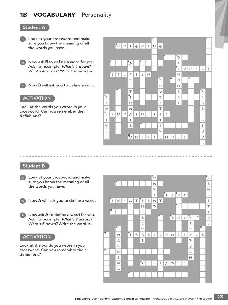 Vocabulary 2B Crossword - WordMint