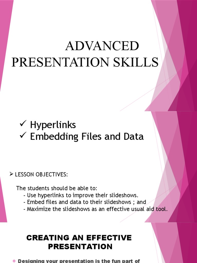Advance Presentation Skills (G5) | PDF | Hyperlink | Microsoft Excel