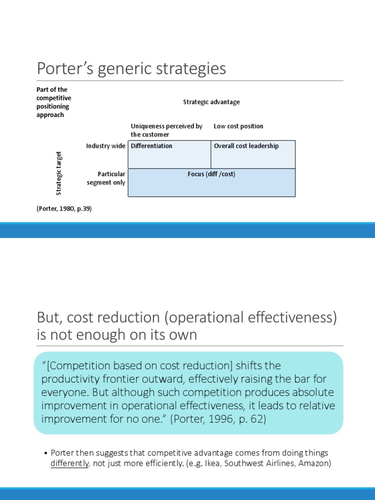 Porter's Generic Strategies | PDF