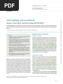 Adult Epilepsy and Anaesthesia: Eleanor L Carter Frca and Ram M Adapa MD PHD Frca