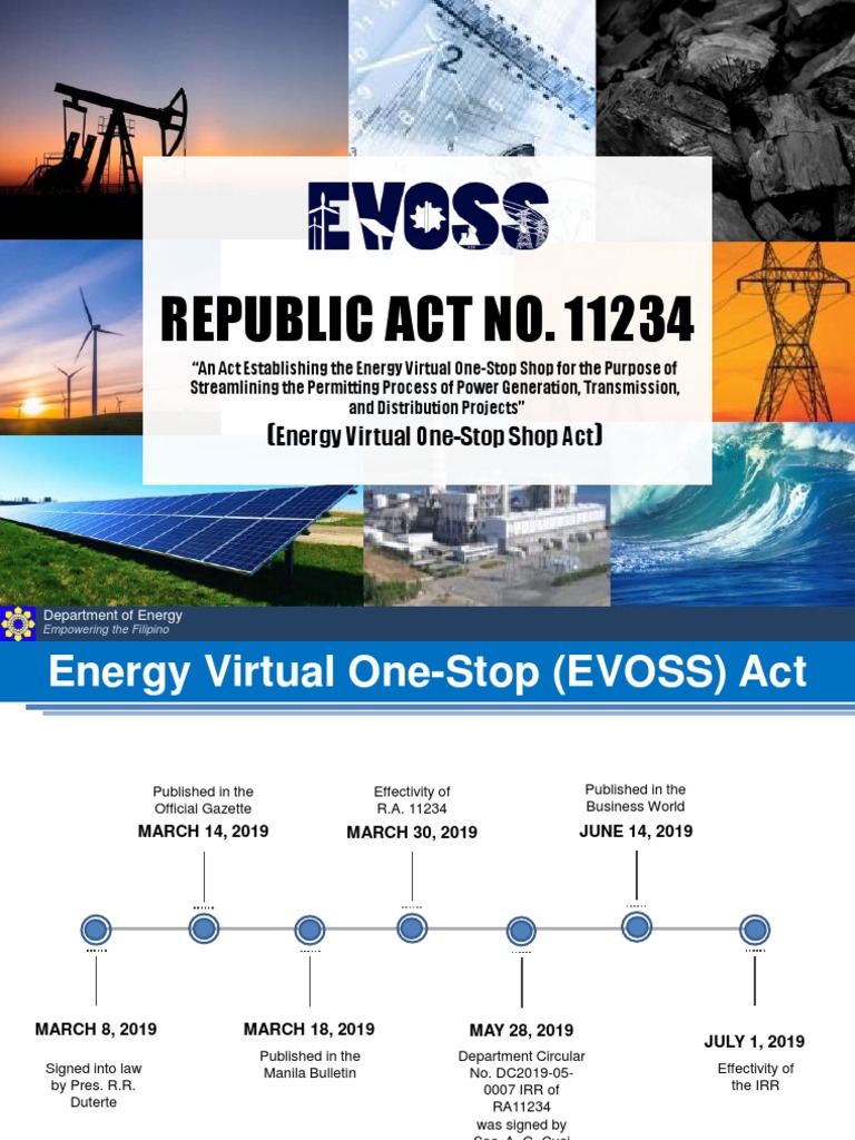 Republic Act No. 11234: Energy Virtual One-Stop Shop Act | PDF ...