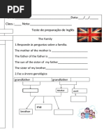 Nome: - Data: - / - / - Class.: - Nota: - Teste de Preparação de Inglês