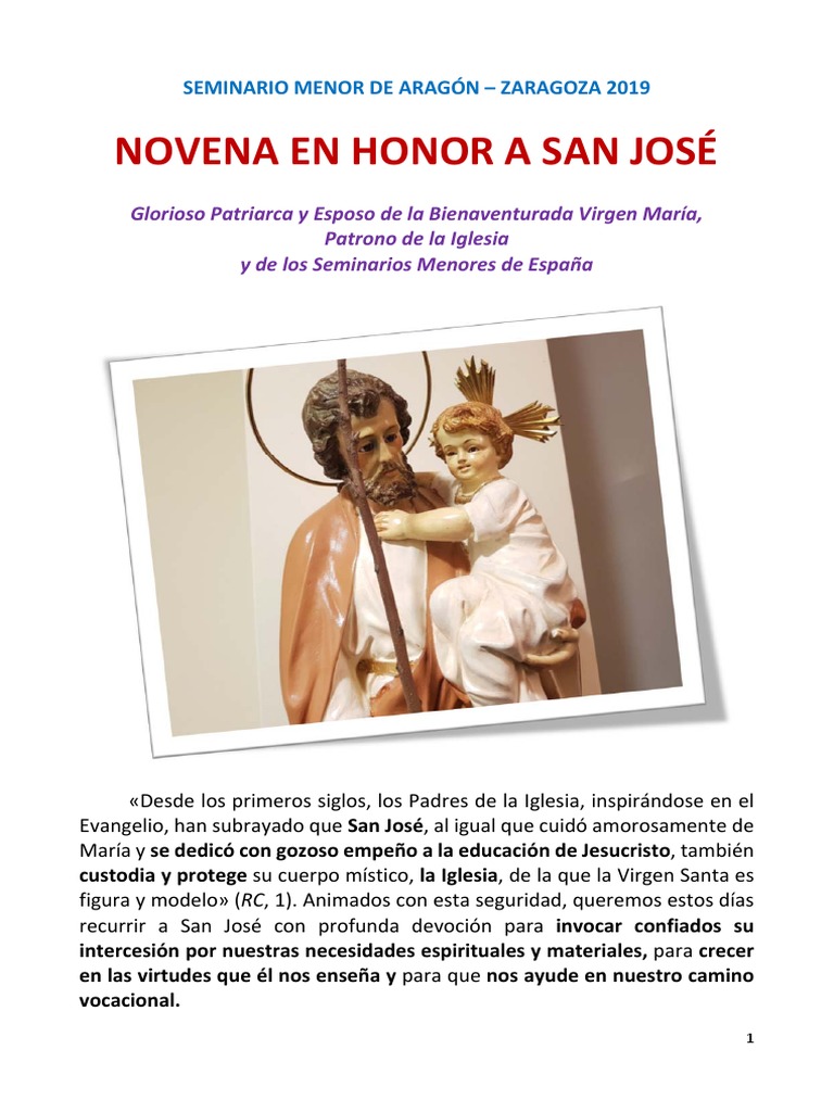 Novena en Honor A San José | PDF | San José | María, madre de Jesús