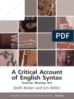 A Critical Account of English Syntax Grammar, Meaning, Text by Keith Brown, Jim Miller 