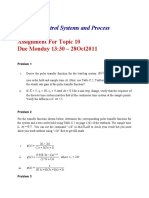 ENG267 Control Systems and Process Dynamics: Assignment For Topic 10 Due Monday 13:30 - 28oct2011