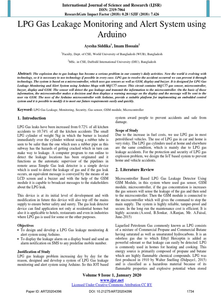 LPG Gas Leakage Monitoring and Alert System Using Arduino Ayesha