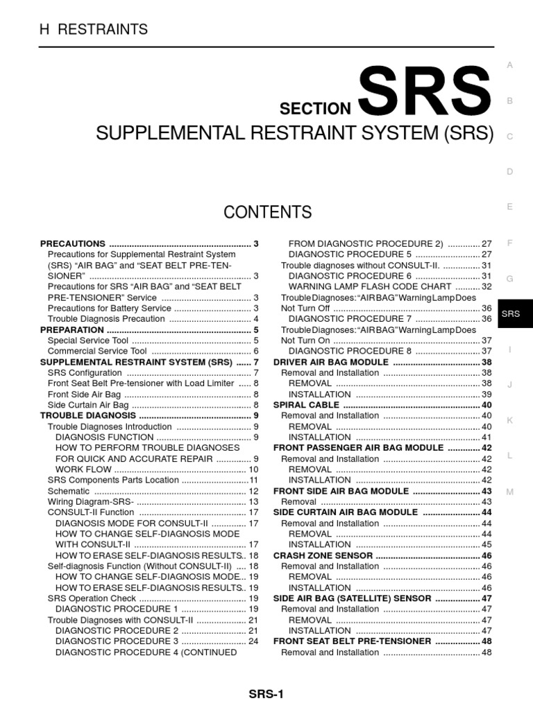 SRS Airbag & Seatbelt Guide | PDF | Airbag | Seat Belt