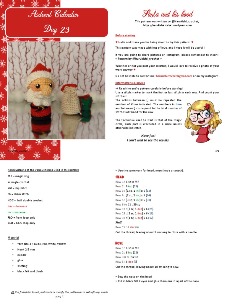 A Cozy Santa Hood and Bonnet Crochet Pattern | PDF | Crochet | Yarn