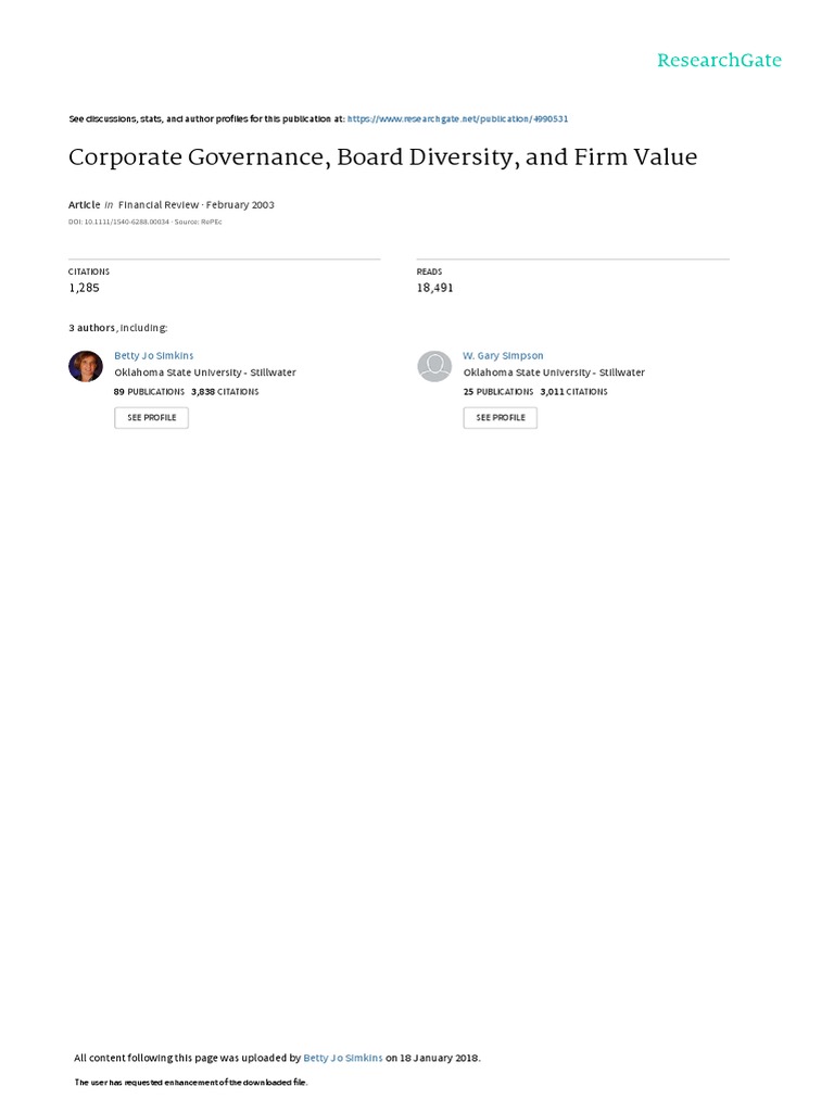 Board Diversity's Impact on Firm Value | PDF | Null Hypothesis | Statistics