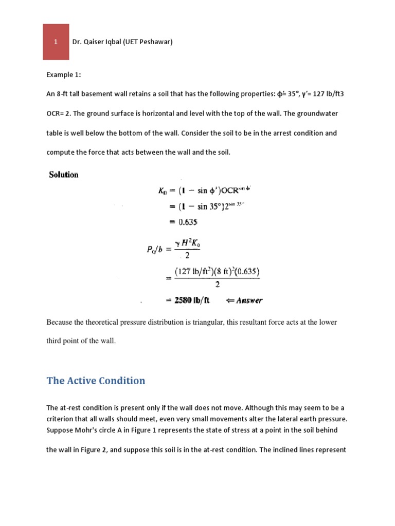 Active and Passive Earth Pressure Analysis | PDF | Building Engineering ...