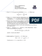 2014 2 Probabilidade Prova 1 PDF