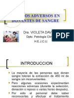 Efectos Adversos en Donantes de Sangre