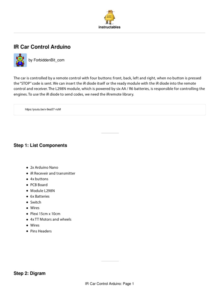 IR Car Control Arduino PDF | PDF