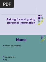 Asking and giving information  Question  Language Mechanics
