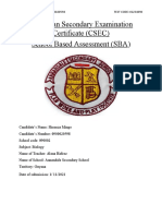 Caribbean Secondary Examination Certificate (CSEC) School Based Assessment (SBA)
