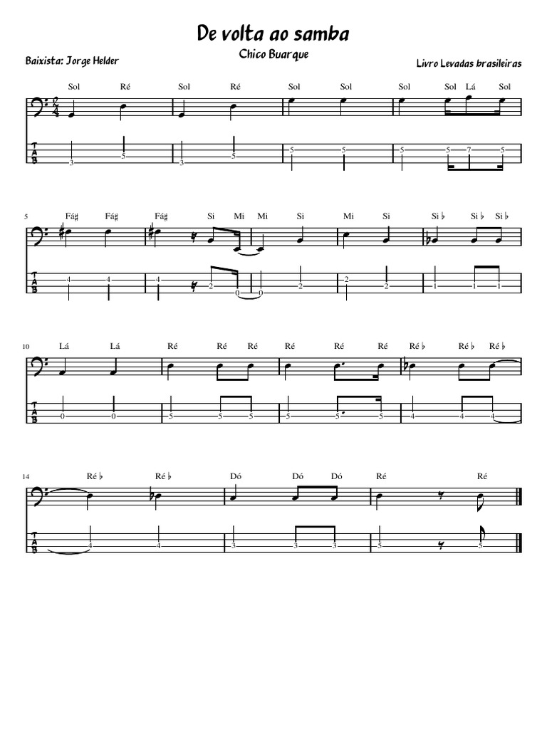 De Volta Ao Samba Compositions Musicales Musicologie