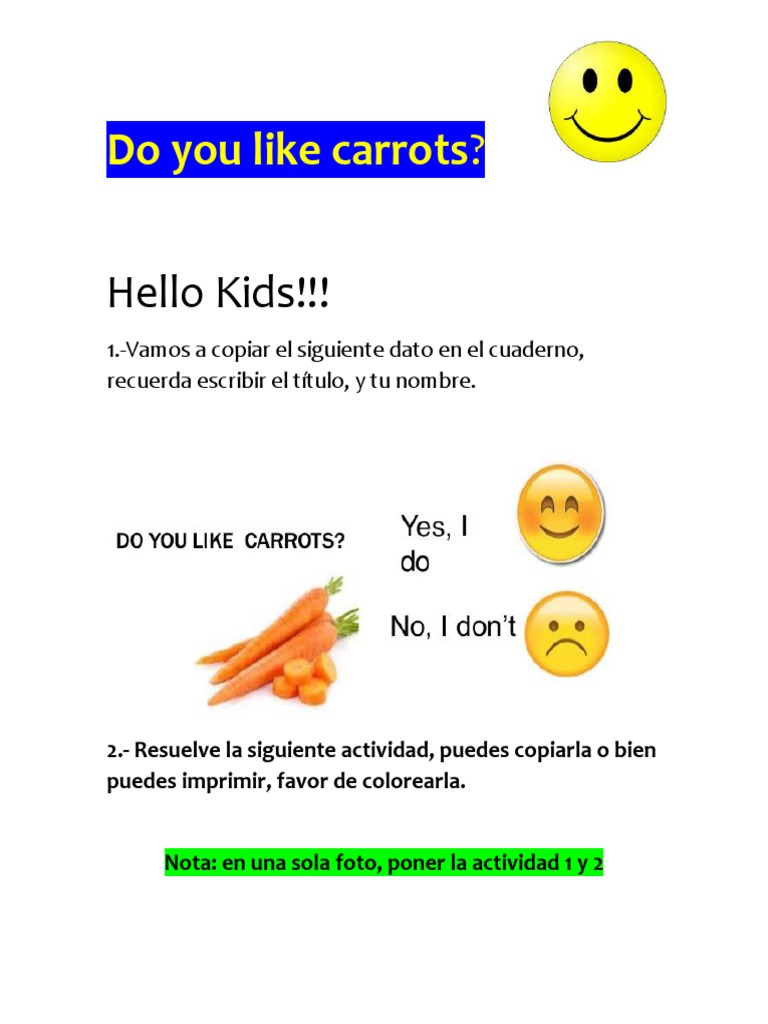 Do You Like Carrots. Yes I Do PDF PDF