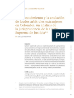 Reconocimiento y anulación de laudos arbitrales extranjeros en Colombia según la jurisprudencia
