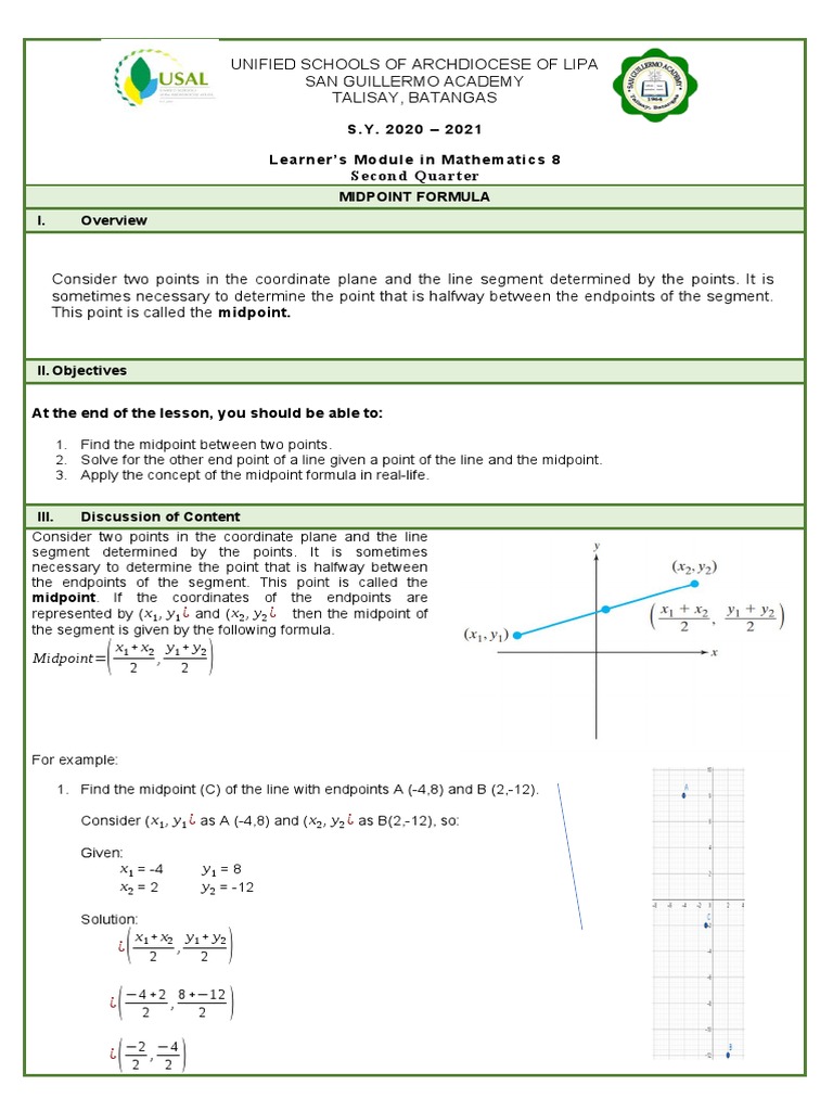 Midpoint Formula Explained | PDF | Mathematical Analysis | Space