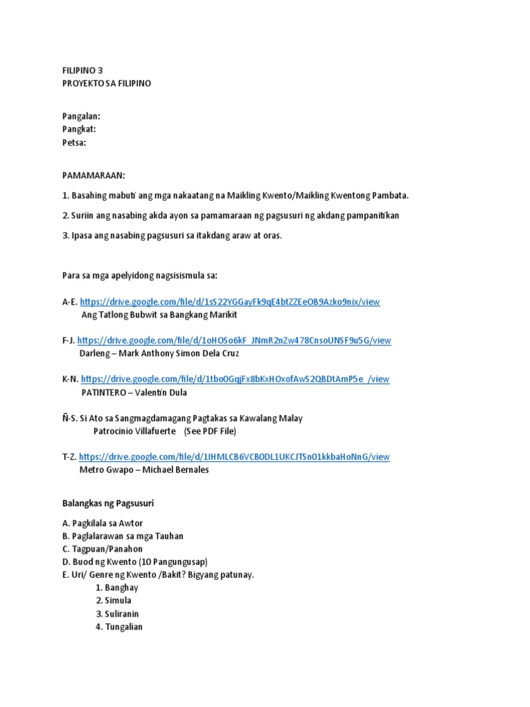 Filipino 3 Work Project | PDF