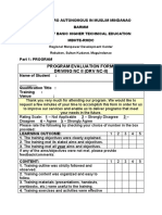 Program Evaluation Form-Driving NC Ii (DRV Nc-Ii)