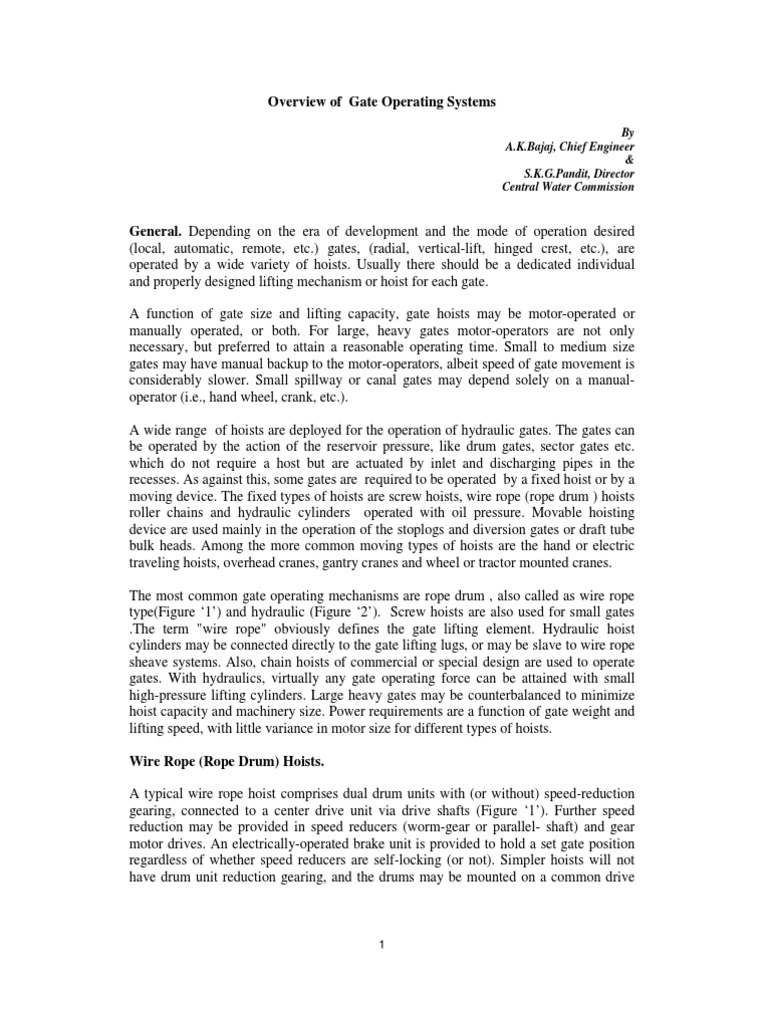 Gate Operating Systems Overview | PDF | Crane (Machine) | Wire
