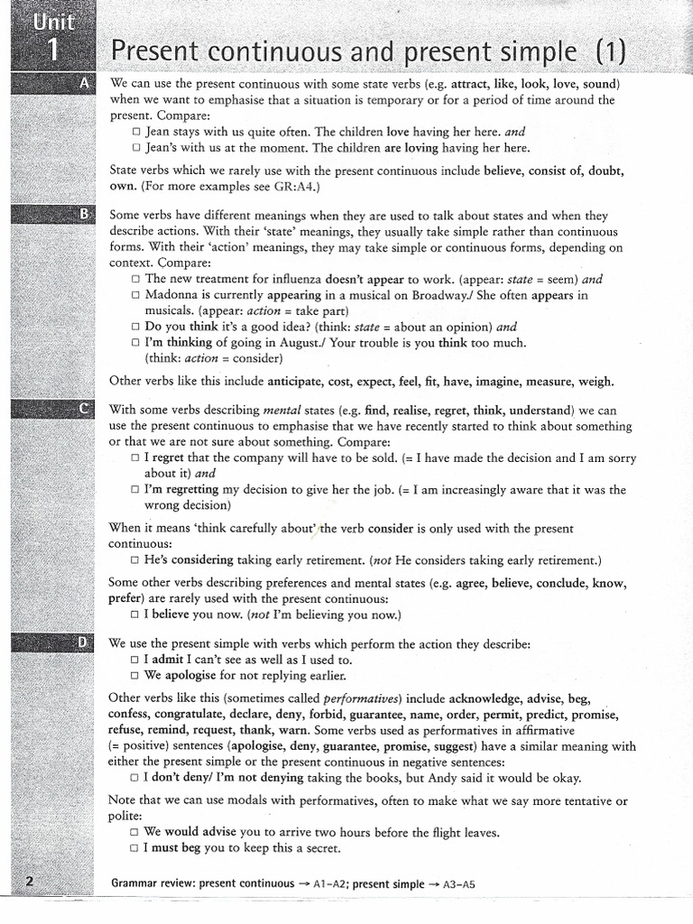 Present Continuous Present Simple I II W Key | PDF