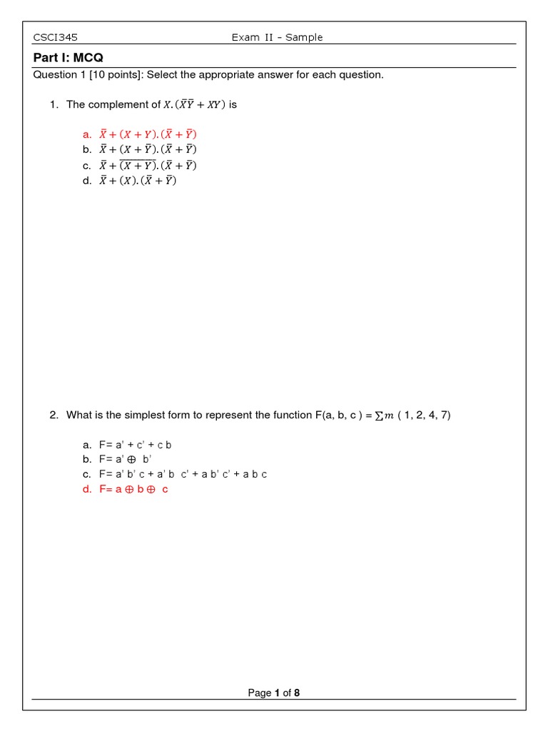 CSCI345 Exam II Sample Questions | PDF | Logic | Mathematical Logic