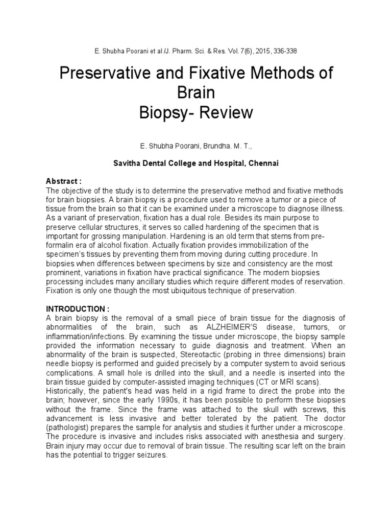 Preservative and Fixative Methods of Brain BiopsyReview Savitha