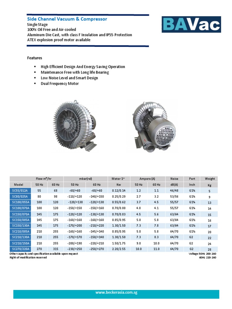 BAVAC Side Channel Blower | PDF | Electricity | Physical Quantities