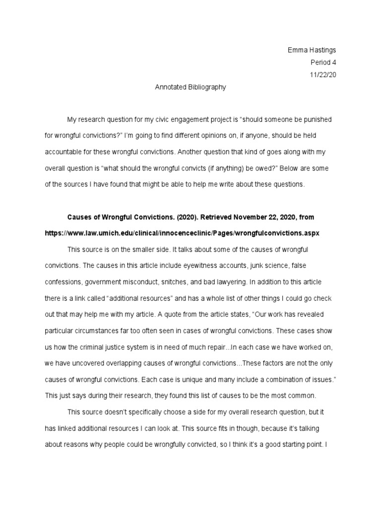 Annotated Bib PDF Miscarriage Of Justice Law