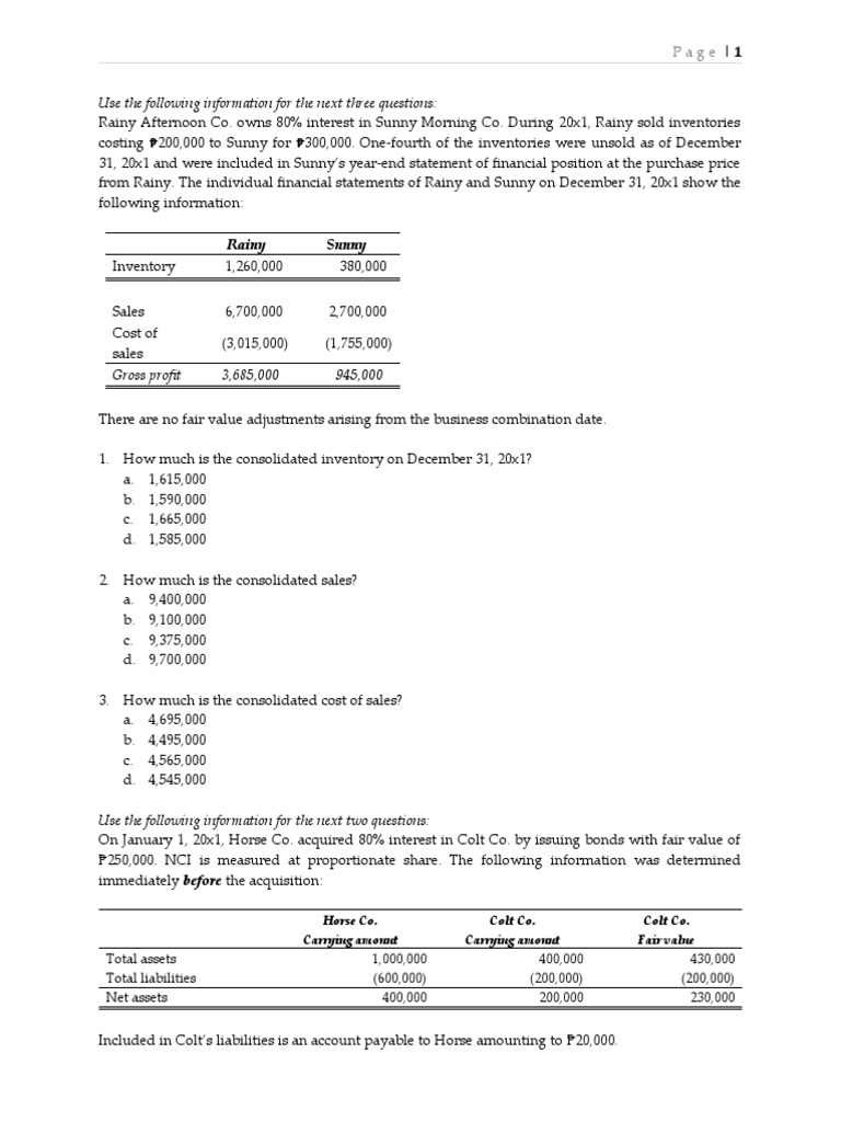 Consolidated Financial Analysis 20x1 | PDF | Equity (Finance) | Balance ...