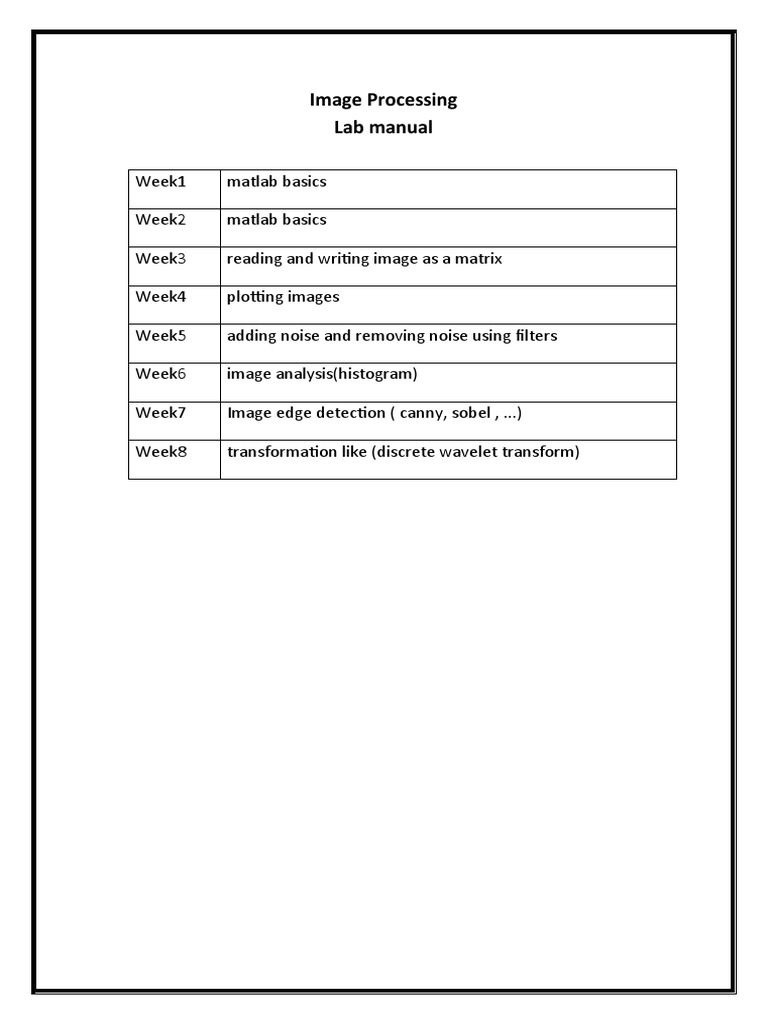 Image Processing Lab Manual | PDF | Matlab | Computer Vision