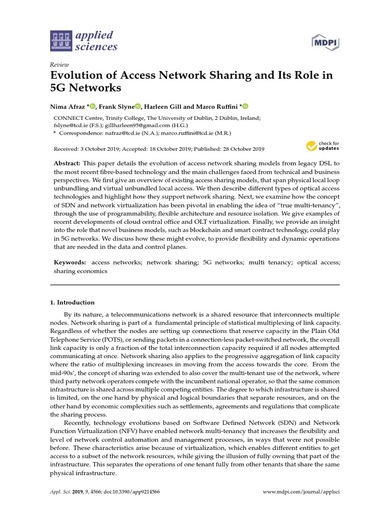 Applied Sciences: Evolution of Access Network Sharing and Its Role in ...