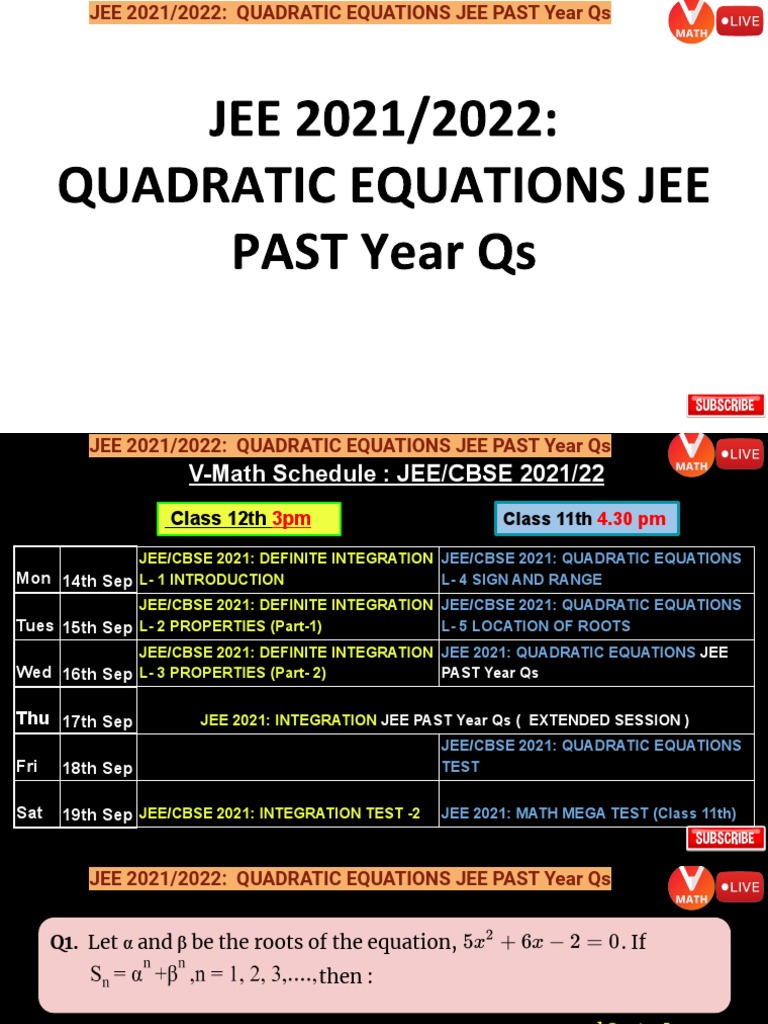 JEE+2021 ++QUADRATIC+EQUATIONS+JEE+PAST+Year+Qs | PDF | Quadratic ...