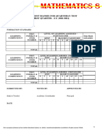 Assessment Matrix For Quarterly Test (FIRST QUARTER - S.Y. 2020-2021)