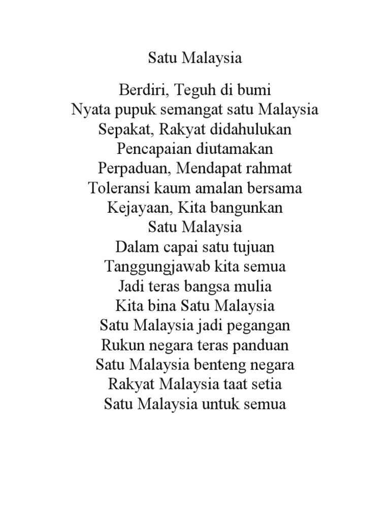 Lirik Lagu 1 Malaysia | PDF