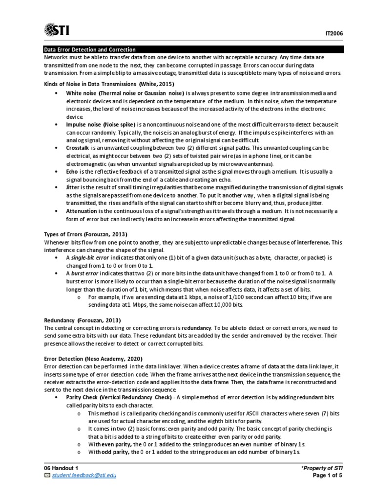 Data Transmission Error Detection Methods | PDF | Data Transmission ...