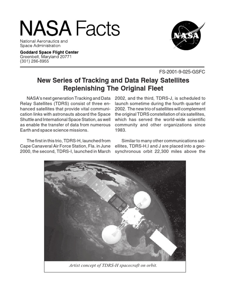 NASA Facts New Series of Tracking and Data Relay Satellites ...