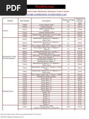 Fm 0 Fire Suppression System Price List Valve Gases