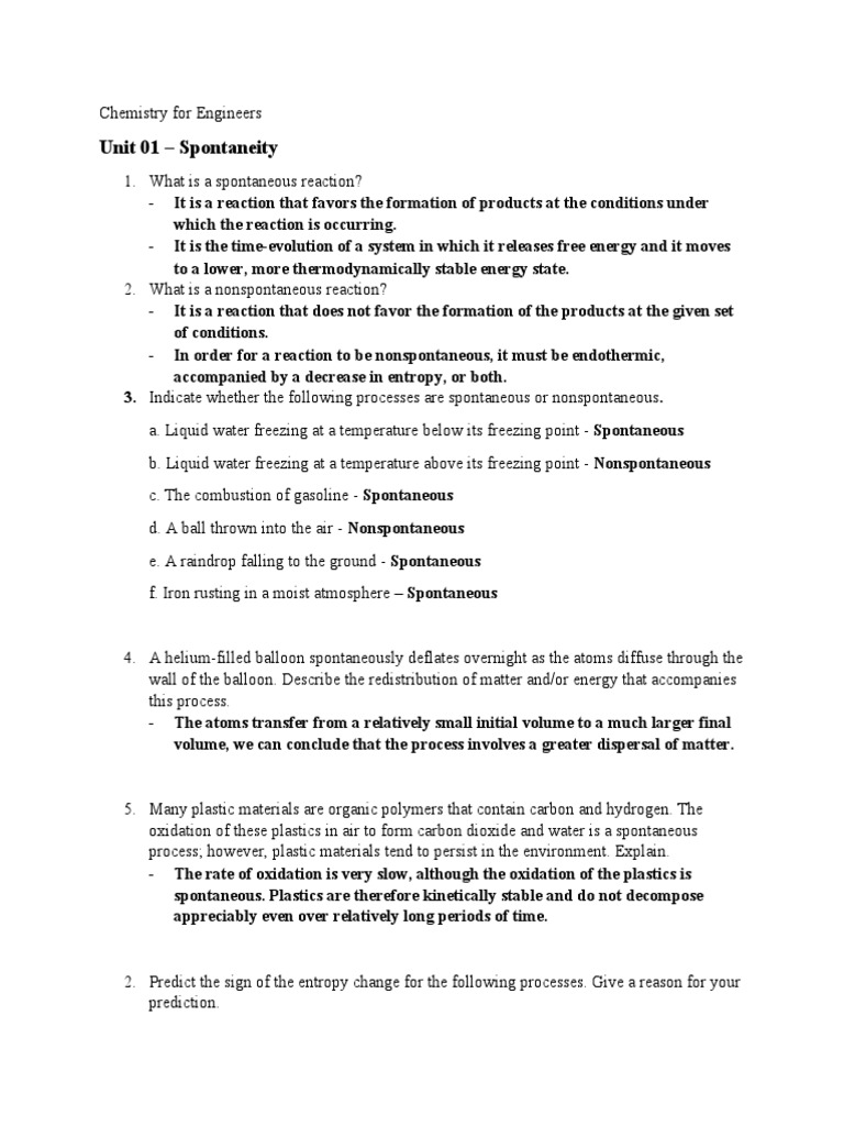 Understanding Spontaneous Reactions | PDF | Chemical Reactions | Carbon ...