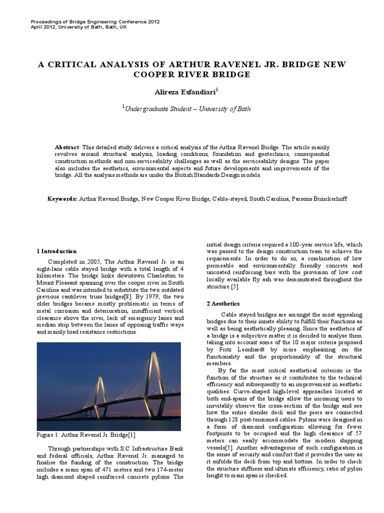 A Critical Analysis of Arthur Ravenel Jr. Bridge New Cooper River
