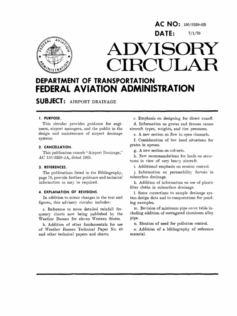 AC 150-5320-5B - Airport Drainage PDF | PDF | Surface Runoff | Drainage