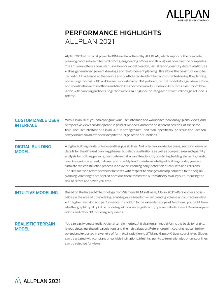 Data Sheet Allplan 2021 en GMBH Web | PDF | 3 D Computer Graphics ...